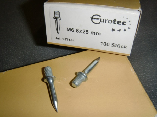 Fixpin M6 8x25mm Beton-Einschlagbolzen mit Gewindestift M6 (Pack á 100 Stück)